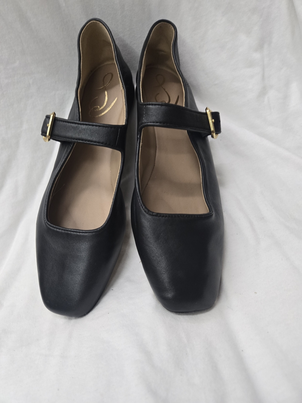 Black Mary Jane Flats with Gold Buckle